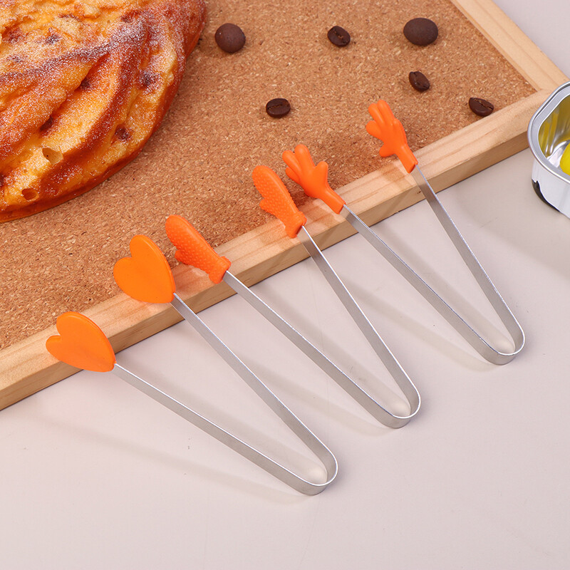 Mini silikonske kopče za hranu Ručka od nehrđajućeg čelika za dlan od nehrđajućeg čelika Prekrasne grickalice protiv klizanja Pinceta Nije prljavi ručni alat