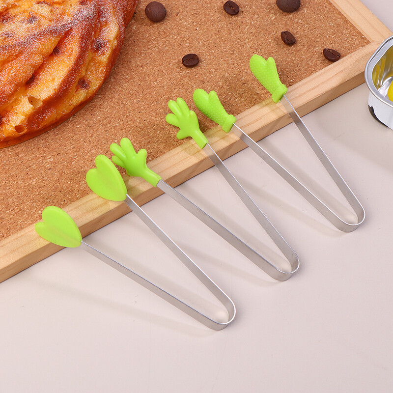 Mini silikonske kopče za hranu Ručka od nehrđajućeg čelika za dlan od nehrđajućeg čelika Prekrasne grickalice protiv klizanja Pinceta Nije prljavi ručni alat