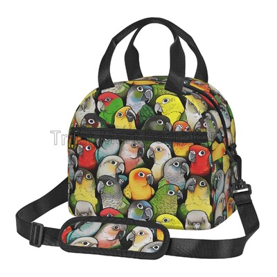 Cute Parrots Insolated Lunch Bag for Women Παιδικά Επαναχρησιμοποιήσιμες φορητές θερμικές τσάντες Bento Tote με ρυθμιζόμενο ιμάντα ώμου