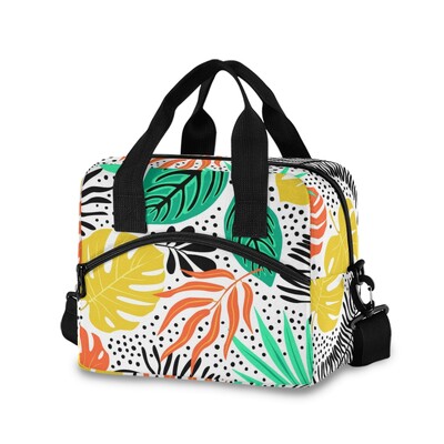 Modna torba za ručak Višebojne rashladne torbe s printom tropskog palminog lišća Ženska ručna kutija Termalna kutija za doručak Prijenosna piknik putovanja