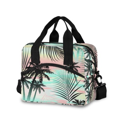 Modna torba za ručak Višebojne rashladne torbe s printom tropskog palminog lišća Ženska ručna kutija Termalna kutija za doručak Prijenosna piknik putovanja