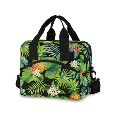Modna torba za ručak Višebojne rashladne torbe s printom tropskog palminog lišća Ženska ručna kutija Termalna kutija za doručak Prijenosna piknik putovanja