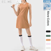 Ženska sportska haljina s okruglim ovratnikom bez rukava ravna H udobna hladna ljetna aktivna tjelovježba tenis golf duge suknje