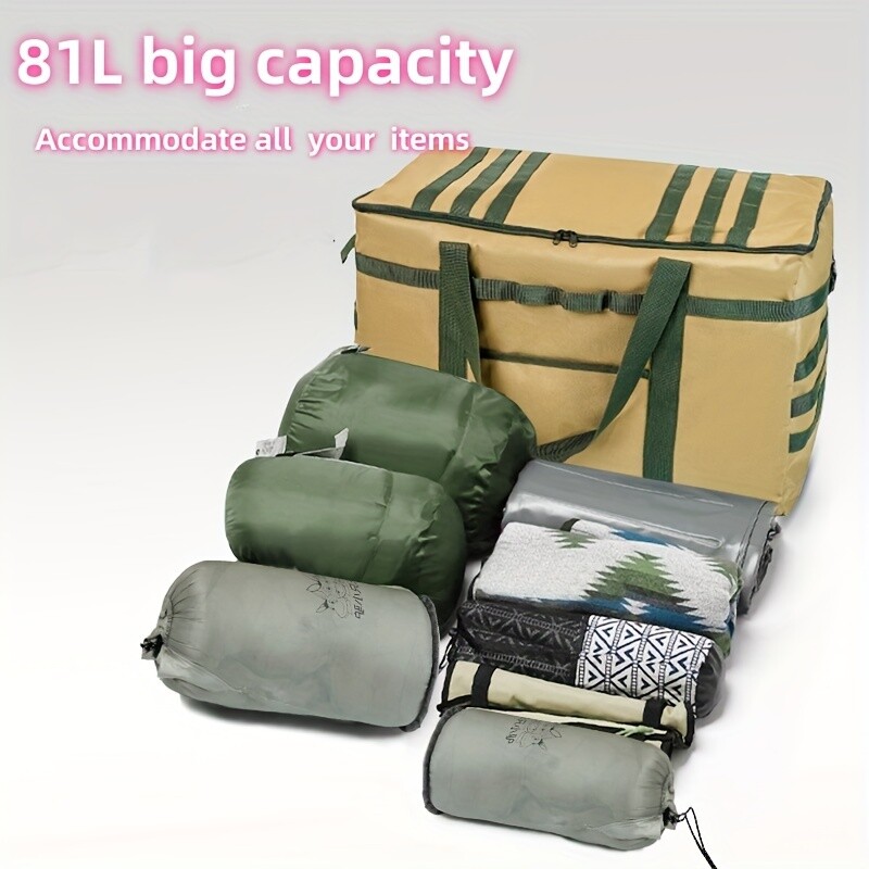 53/81L Vonkajšia multifunkčná úložná taška, veľkokapacitný cestovný a kempingový piknikový stan, spací vak, nepremokavá prenosná taška
