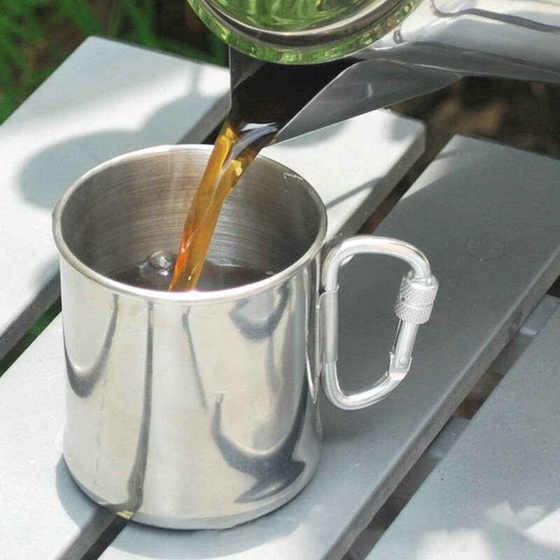 Vanjska šalica za kampiranje od nehrđajućeg čelika od 250 ml do 500 ml Šalica za vanjsko putovanje s ručkom s karabinerom za planinarenje Kampiranje Putovanja
