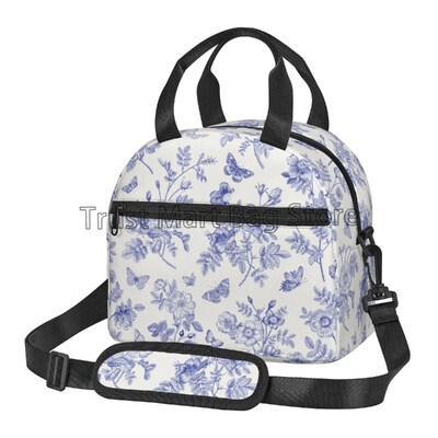 Izolirana torba za ručak s šarenim leptirima Bento torba za višekratnu upotrebu Termalna kutija za ručak s remenom za nošenje na ramenu za žene Školski piknik