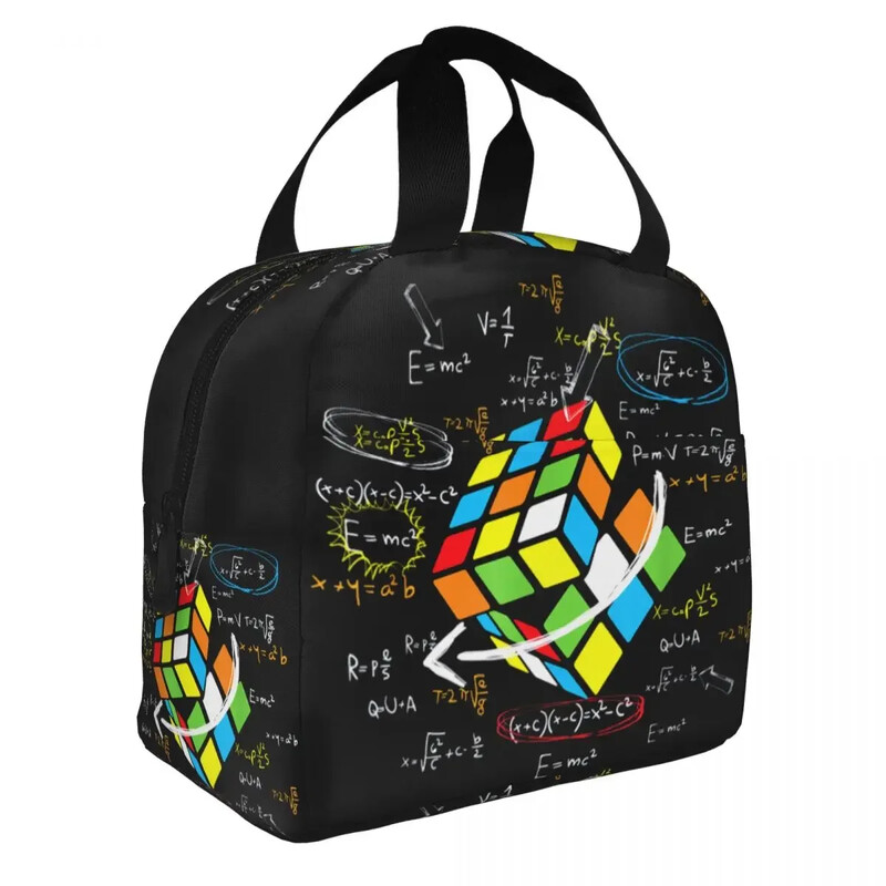 Matematică Rubik Rubix Rubiks Player Cube Iubitorii de matematică Cutie de prânz portabilă Femei Frigitor multifuncțional Termoizolator pentru alimente Geanta de prânz