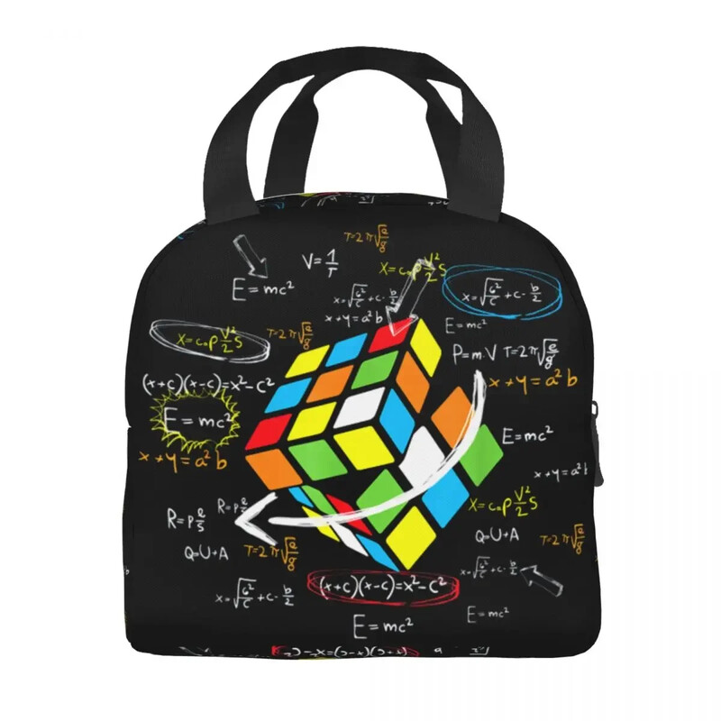 Matematică Rubik Rubix Rubiks Player Cube Iubitorii de matematică Cutie de prânz portabilă Femei Frigitor multifuncțional Termoizolator pentru alimente Geanta de prânz