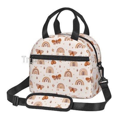 Boho Rainbow izolirana torba za ručak Žene Djevojke Vodootporna kutija za ručak Bento Tote torbe za posao piknik s podesivim remenom za nošenje