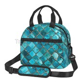 Apstraktna tirkizno plava tirkizno plava izolirana kutija za ručak, višekratna prijenosna toplinska rashladna torba Bento tote s podesivim remenom za nošenje