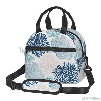 Letná pobrežná koralová vetva tepelne izolovaná obedárová krabička do práce, školy, pikniku, plážových tašiek na jedlo, dámska opakovane použiteľná chladiaca taška Bento