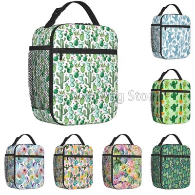 Cactus Thermal Lunch Bag Box Tropical Plant Cacti Flowers Insulated Cooler Totes Φορητή επαναχρησιμοποιούμενη τσάντα για ταξίδια πικνίκ