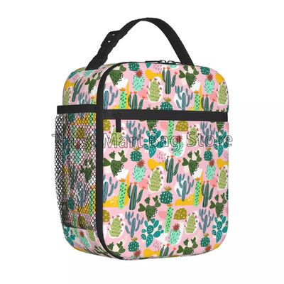 Kutija s termalnom torbom za ručak s kaktusom Tropska biljka Kaktusi s cvijećem Izolirane rashladne torbe Prijenosna torba za višekratnu upotrebu za piknik putovanja