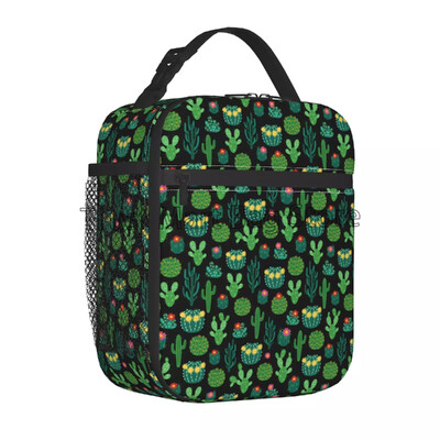 Kutija s termalnom torbom za ručak s kaktusom Tropska biljka Kaktusi s cvijećem Izolirane rashladne torbe Prijenosna torba za višekratnu upotrebu za piknik putovanja