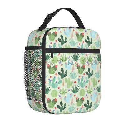 Kutija s termalnom torbom za ručak s kaktusom Tropska biljka Kaktusi s cvijećem Izolirane rashladne torbe Prijenosna torba za višekratnu upotrebu za piknik putovanja