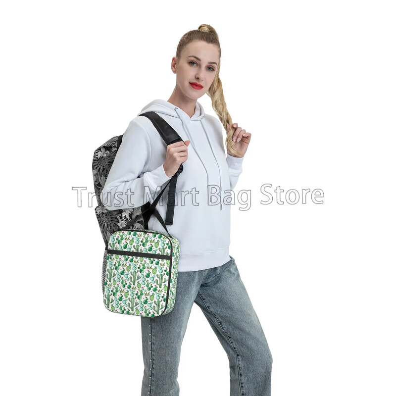 Kutija s termalnom torbom za ručak s kaktusom Tropska biljka Kaktusi s cvijećem Izolirane rashladne torbe Prijenosna torba za višekratnu upotrebu za piknik putovanja