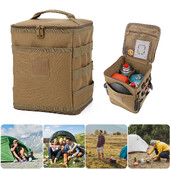 Didelės talpos stovyklavietės stovyklavietės laikymo krepšys, lauko maisto maišelis, dujų bakas, stalo indų dėžutė su tinkleliu viršuje