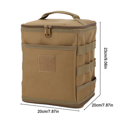 Didelės talpos stovyklavietės stovyklavietės laikymo krepšys, lauko maisto maišelis, dujų bakas, stalo indų dėžutė su tinkleliu viršuje