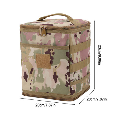 Didelės talpos stovyklavietės stovyklavietės laikymo krepšys, lauko maisto maišelis, dujų bakas, stalo indų dėžutė su tinkleliu viršuje