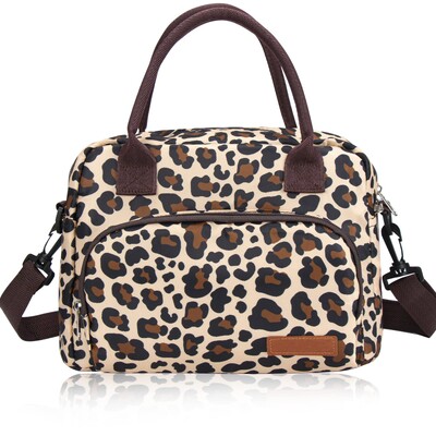 Leopard Lunch Box Μονωμένη τσάντα κάμπινγκ με αποσπώμενο ιμάντα ώμου Μεγάλη θερμική τσάντα οργάνωσης για ενήλικες για πικνίκ εργασίας