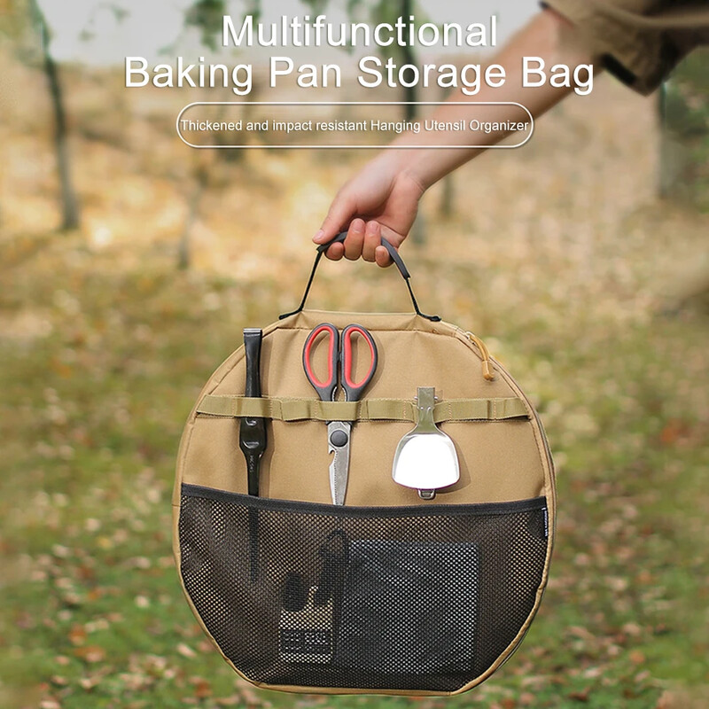 Prenosné vrecko na grilovaciu panvicu, kempingové liatinové hrnce, taška na prenášanie, vrecko na piknikový riad, organizér na panvicu, tašky na pečenie