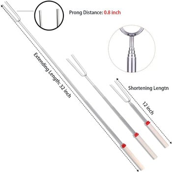 Marshmallow Roasting Stick Πτυσσόμενο 81 εκ. Μεταλλικό Σετ ψησίματος για σουβλάκια, Πτυσσόμενο πιρούνι ψησίματος, Κάμπινγκ, Φωτιά