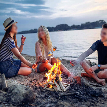 Marshmallow Roasting Stick Πτυσσόμενο 81 εκ. Μεταλλικό Σετ ψησίματος για σουβλάκια, Πτυσσόμενο πιρούνι ψησίματος, Κάμπινγκ, Φωτιά