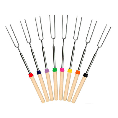 Štapić za pečenje marshmallowa na uvlačenje, 81 cm dugačak metalni set za roštilj za ražnjiće, vilica za roštiljanje na uvlačenje, kampiranje, logorska vatra