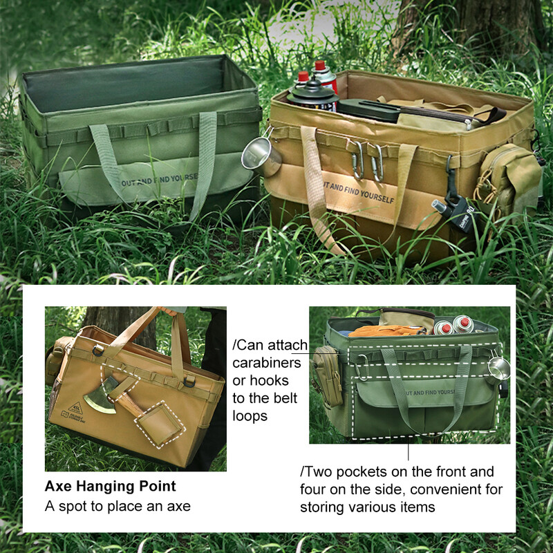 Torba za pohranu za kampiranje s ručkama, torba za alat 45L, torba za alat, sklopive torbe za vanjski vrt, torba za alat