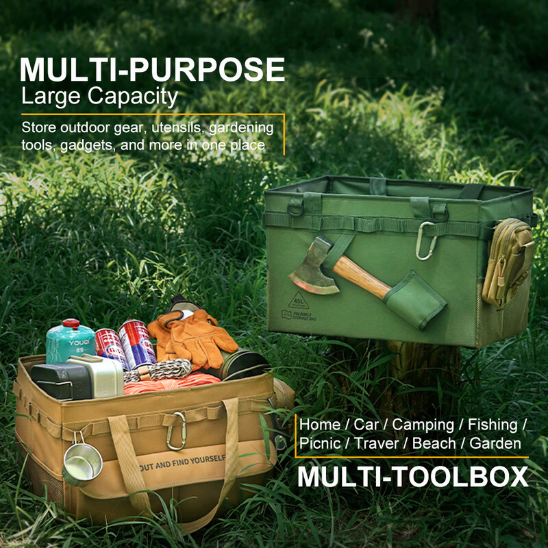Torba za pohranu za kampiranje s ručkama, torba za alat 45L, torba za alat, sklopive torbe za vanjski vrt, torba za alat