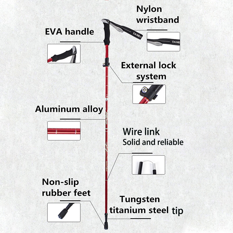 Štap za planinarenje Teleskopski sklopivi štap za planinarenje u 5 dijelova Vanjsko kampiranje Ultralaki prijenosni sklopivi štap za planinarenje.