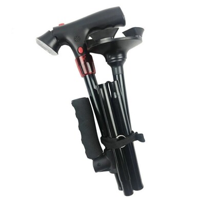 Saliekams teleskopisks salokāms spieķis Vecā spieķa LED ar signalizāciju Staigājošas, uzticamas nūjas Vecuma kruķi mātēm vecākajiem tēviem