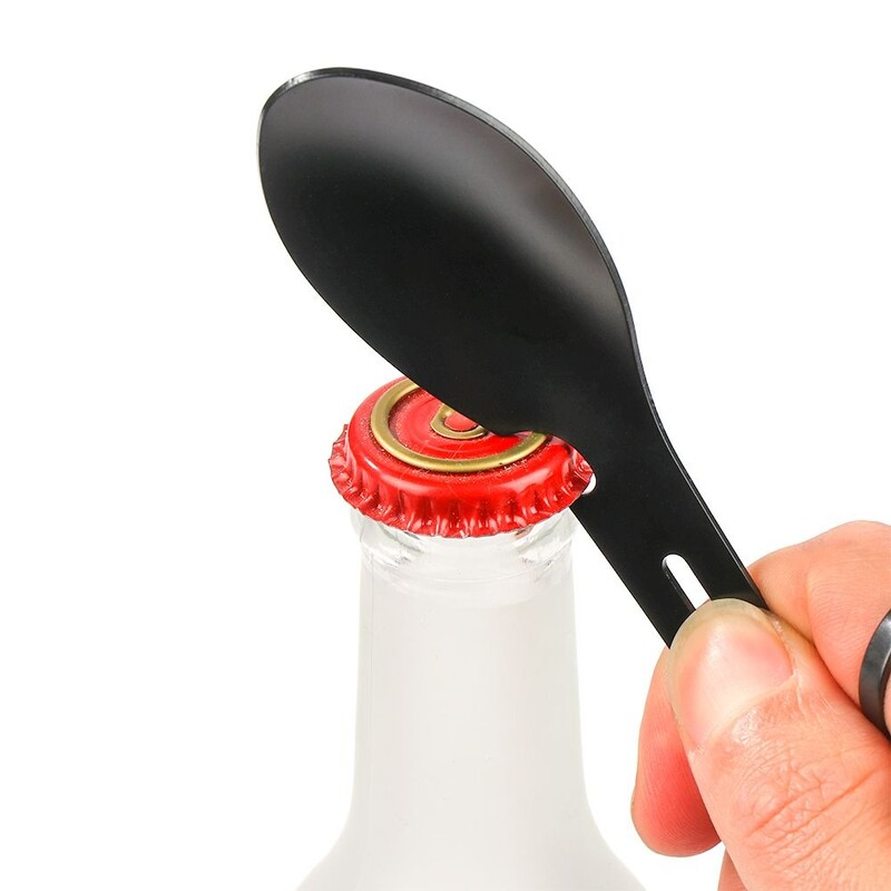 10 în 1 în aer liber Spork furculiță lingură cheie multifuncțională Deschizător de conserve de sticle instrument portabil de supraviețuire pentru camping din oțel inoxidabil