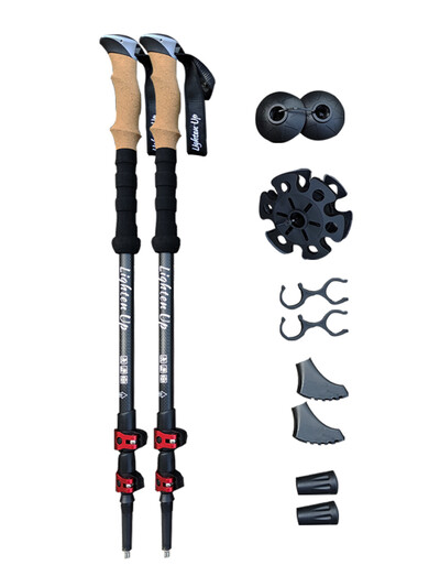 2kom štapova za planinarenje Ultra-lagani teleskopski sklopivi štapovi Planinarski štapovi Pomoćni štapovi za hodanje od aluminija/ugljičnog pluta