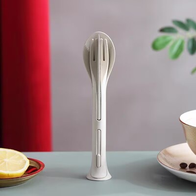 3 u 1 prijenosni set posuđa Posuđe od pšenične slame Odvojivi pribor za jelo Set posuđa za piknik Set pribora za jelo za kampiranje