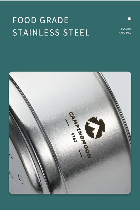 Campingmoon vrhunski kuhinjski alat za kuhanje od izdržljivog materijala, troslojni lonac od nehrđajućeg čelika za kuhanje na pari za kampiranje na otvorenom