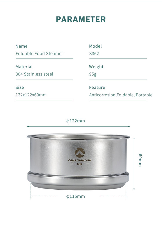 Campingmoon vrhunski kuhinjski alat za kuhanje od izdržljivog materijala, troslojni lonac od nehrđajućeg čelika za kuhanje na pari za kampiranje na otvorenom