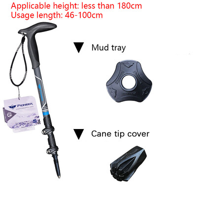 Kratki štap za hodanje s T-ručkom 46-100 cm, karbonska vlakna, 3 dijela, teleskopska štaka za penjanje