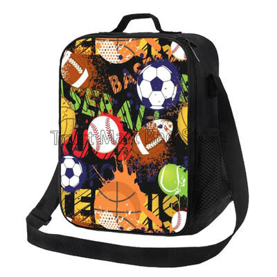 Futbolo kamuoliu izoliuotas pietų krepšys moterims Vyrų futbolo Daugkartinio naudojimo pietų dėžutė biuro darbui Mokyklos iškylai paplūdimio aušintuvai krepšiai