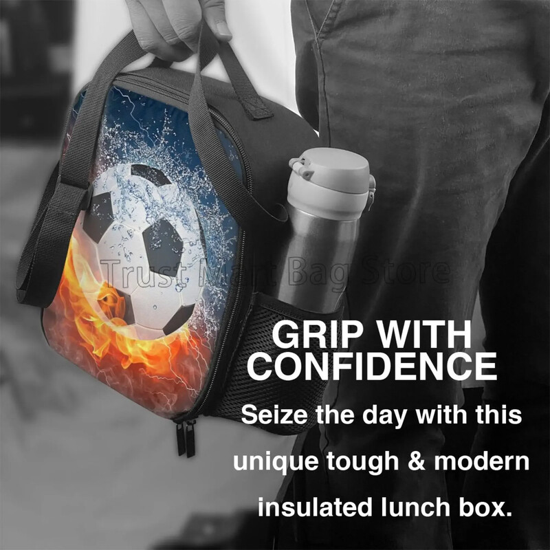 Futbolo kamuoliu izoliuotas pietų krepšys moterims Vyrų futbolo Daugkartinio naudojimo pietų dėžutė biuro darbui Mokyklos iškylai paplūdimio aušintuvai krepšiai