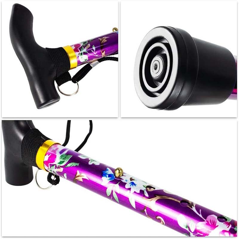 Štapovi za hodanje za starije žene, muškarce, lagani sklopivi teleskopski 93 cm, podesivi sklopivi metalni cvjetni štap, penjanje, planinarenje