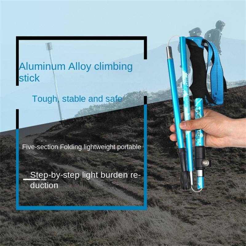 Štap za planinarenje Teleskopski sklopivi štap za planinarenje u 5 dijelova Vanjsko kampiranje Ultralaki prijenosni sklopivi štap za planinarenje.