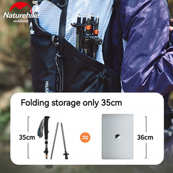 Naturehike Trekking Poles Πτυσσόμενα τηλεσκοπικά μπαστούνια από ανθρακονήματα 5 τμημάτων Ελαφριά μπαστούνια πεζοπορίας πεζοπορίας