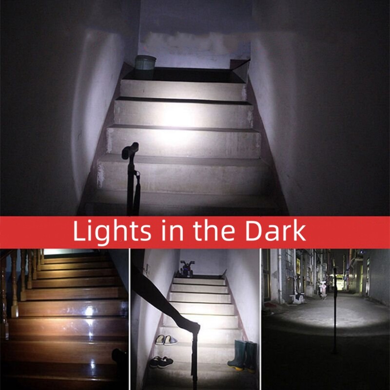 Štapovi za hodanje za starce s LED svjetlom Neklizajući, višenamjenski štap od aluminijske legure za starije osobe, velika štaka za četiri noge