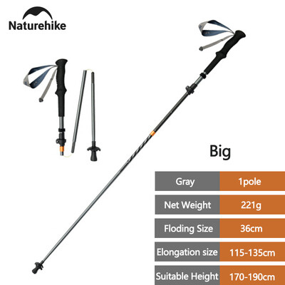 Naturehike Novi štapovi za planinarenje od ugljičnih vlakana, aluminijski sklopivi lagani štap za planinarenje u pet dijelova, sklopivi teleskopski štapovi