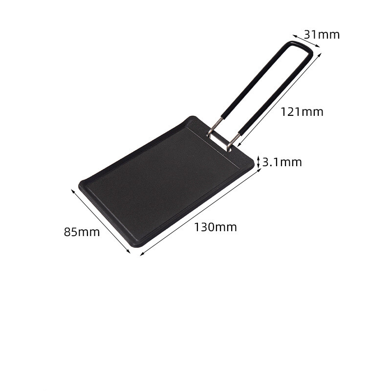 Lagana četvrtasta mini tava za prženje na otvorenom, sklopiva, neljepljiva, prijenosna željezna ploča za jednu osobu, ploča za roštilj za kampiranje može stati u unutrašnjost