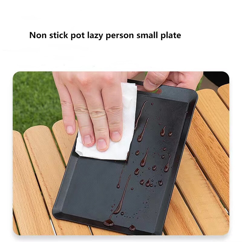 Lagana četvrtasta mini tava za prženje na otvorenom, sklopiva, neljepljiva, prijenosna željezna ploča za jednu osobu, ploča za roštilj za kampiranje može stati u unutrašnjost