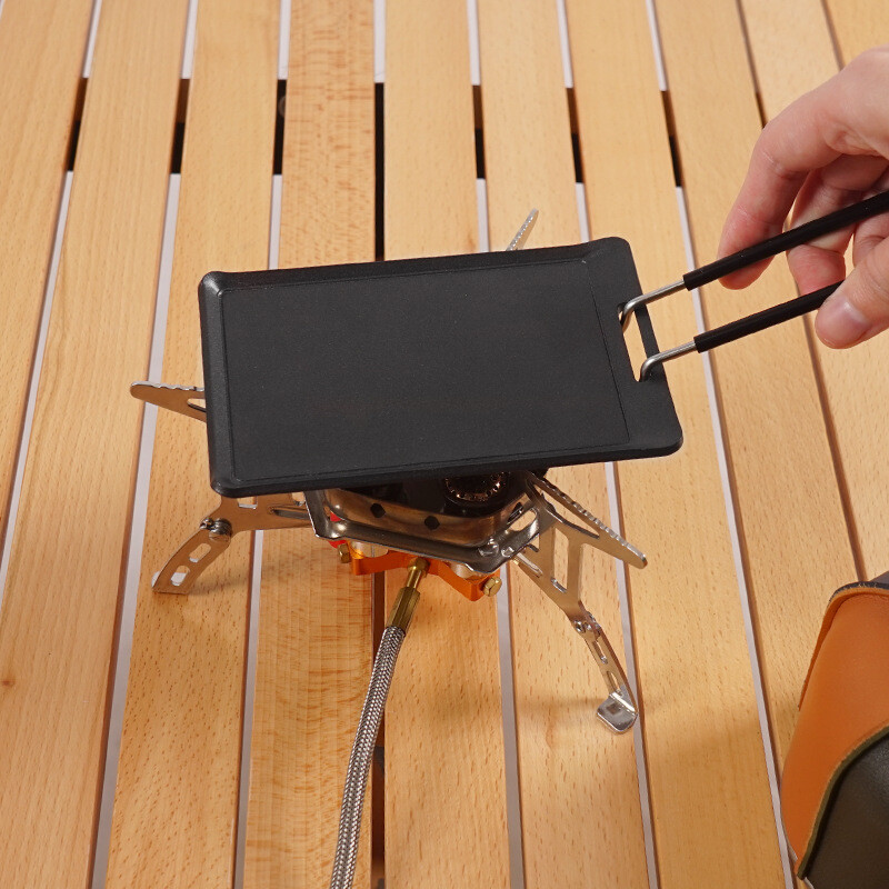 Lagana četvrtasta mini tava za prženje na otvorenom, sklopiva, neljepljiva, prijenosna željezna ploča za jednu osobu, ploča za roštilj za kampiranje može stati u unutrašnjost