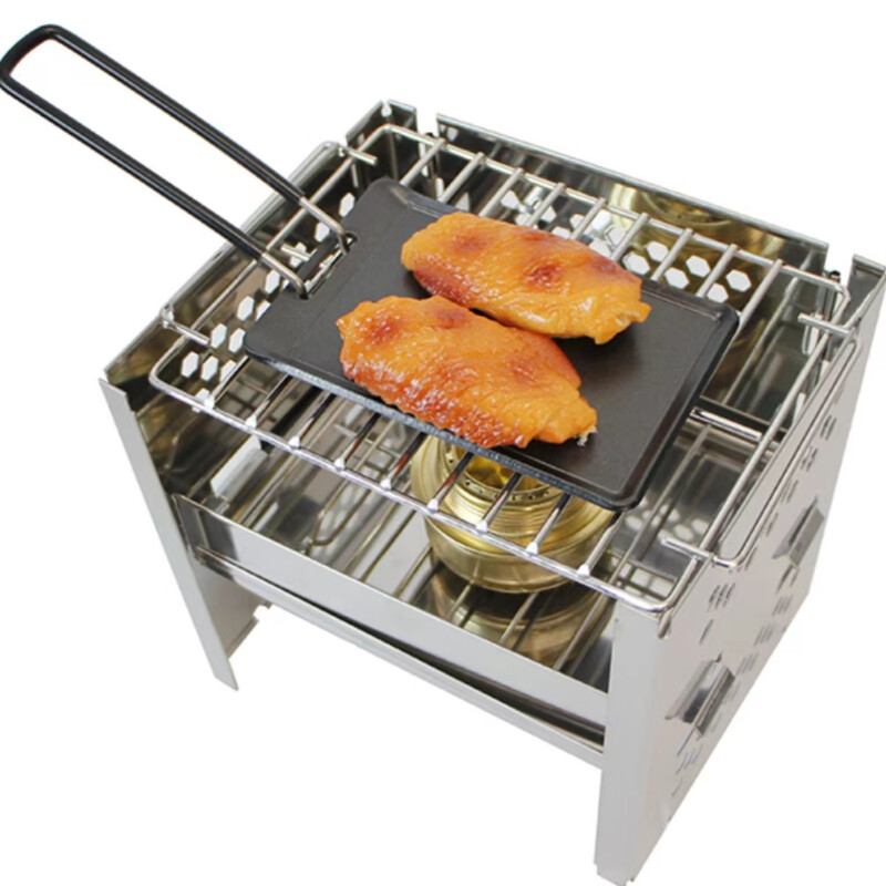 Lagana četvrtasta mini tava za prženje na otvorenom, sklopiva, neljepljiva, prijenosna željezna ploča za jednu osobu, ploča za roštilj za kampiranje može stati u unutrašnjost