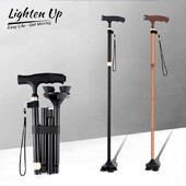 Štap za hodanje od aluminijske legure, sigurnosni štap za hodanje za starije osobe, teleskopski s LED svjetlom, sklopive štake za hodanje, štake za starije osobe